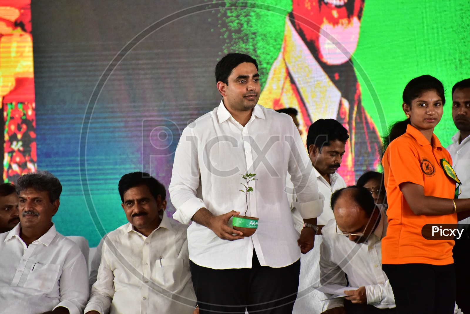 State Minister for Information Technology and Rural Development Nara Lokesh during the launch of Swacch Andhra Mission