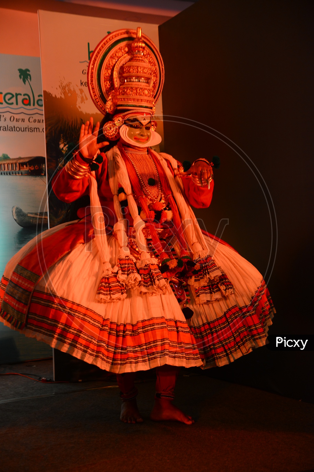 Kathakali , a Famous Story Telling Play In Kerala Performing By Artists On Stage