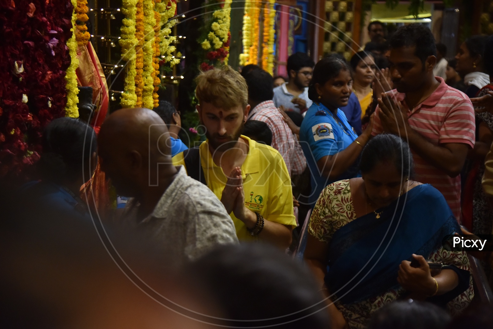 A Foreigner Devotee At Kanaka Durga Temple For Darshan