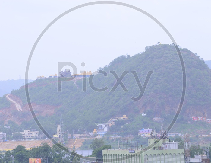 A View Of Kanaka Durga Temple  On Hill Top  in Vijayawada