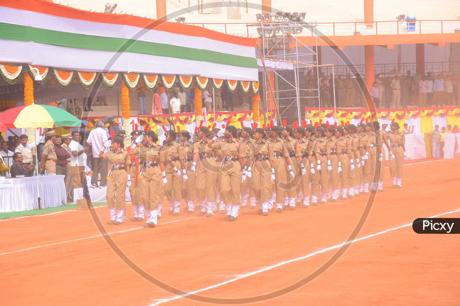 Republic Day Celebrations - Parade by women police battalion in the stadium ground