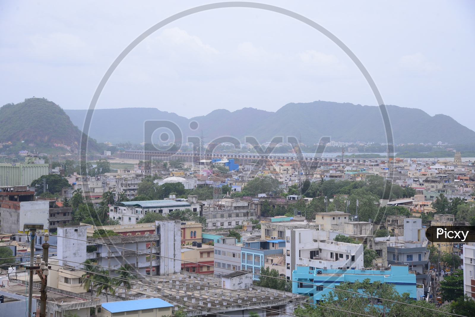 Aerial view of Vijayawada City