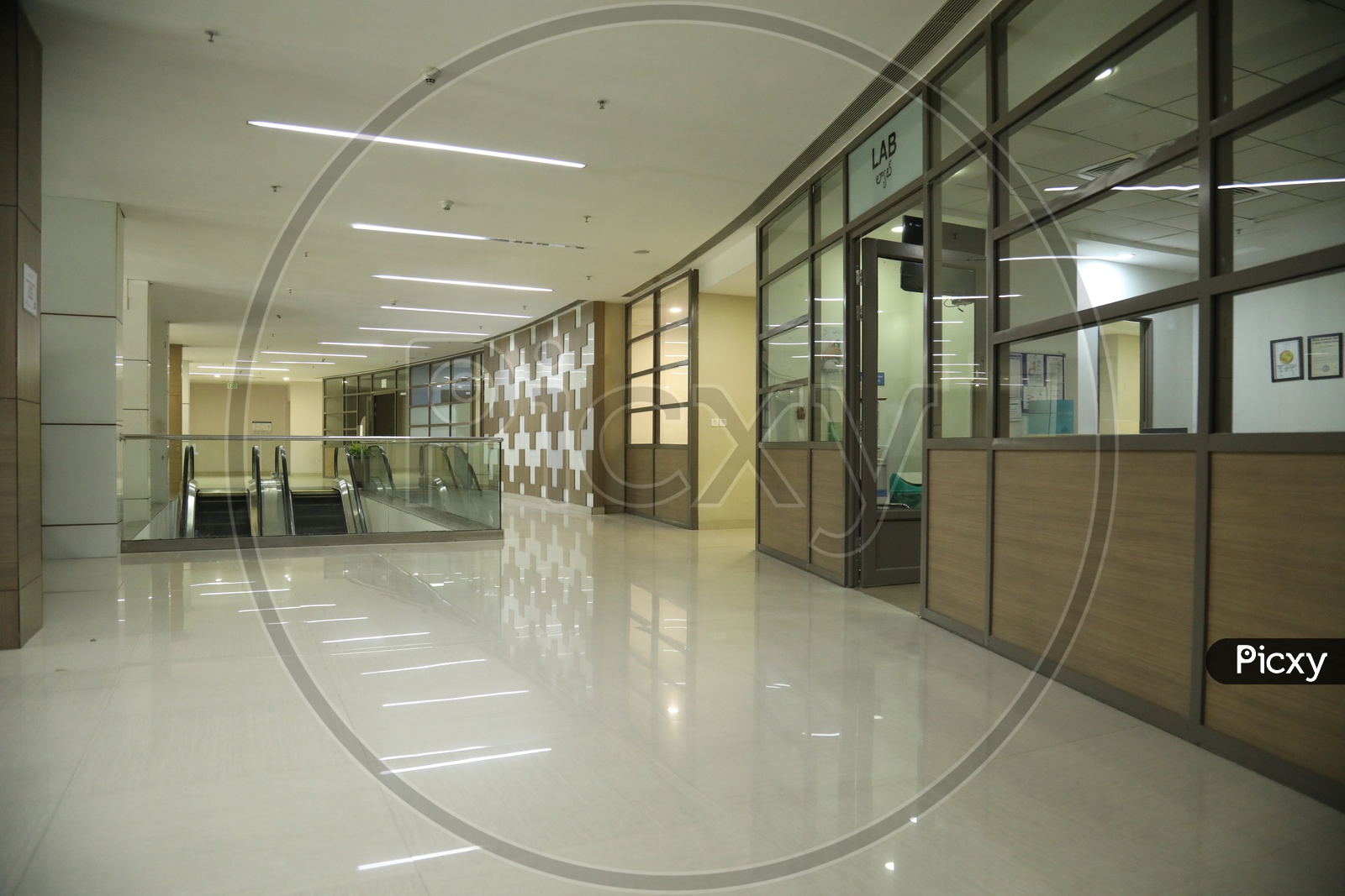 Architecture of a Hospital Corridor And Interiors With Glass