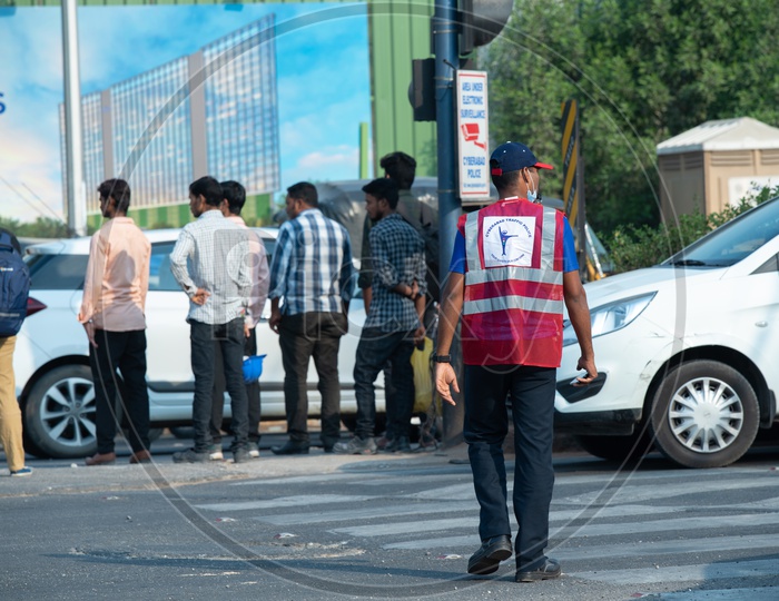 Cyberabad traffic police on duty at a junction