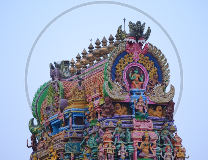 Architecture Of Hindu Temple Shrine With Sculptures