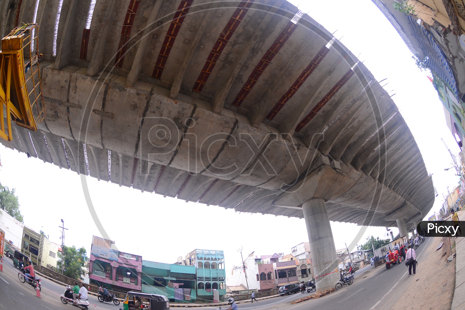 Traffic Under flyover construction view