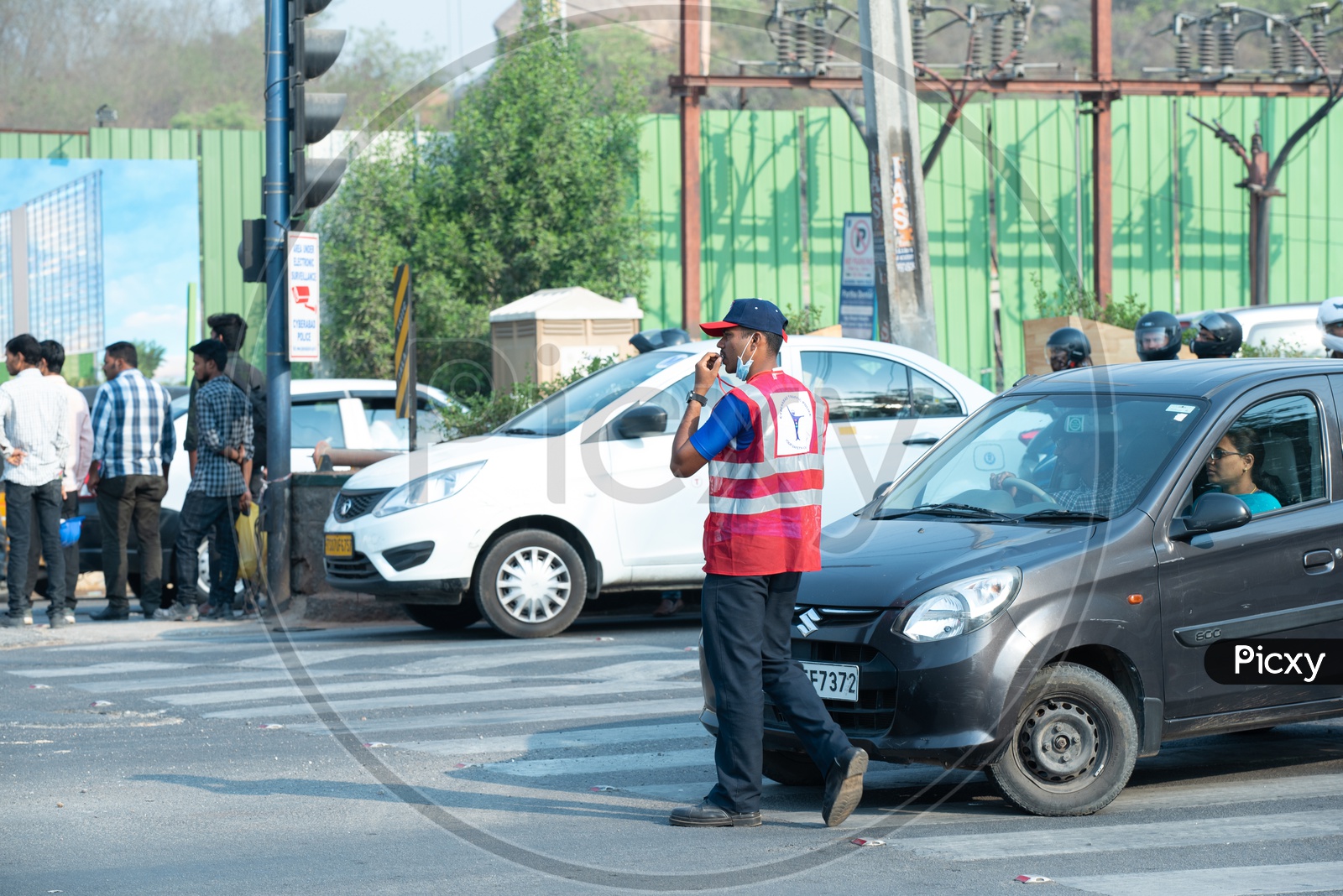 Cyberabad traffic police on duty at a junction