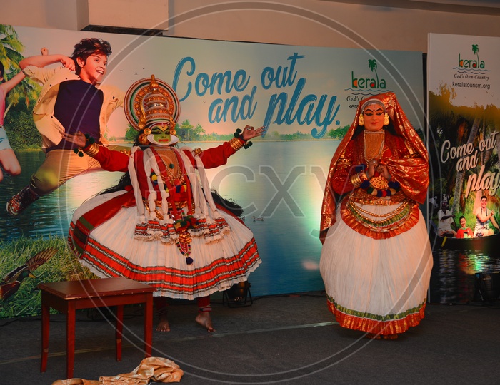 Kathakali , a Famous Story Telling Play In Kerala Performing By Artists On Stage