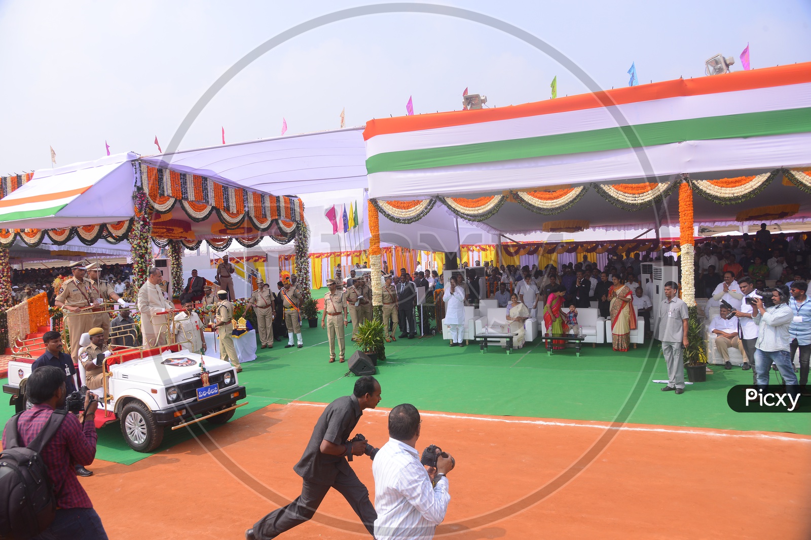 Governor For States AP & Telangana Arriving At AP Republic Day Celebrations In Vijayawada