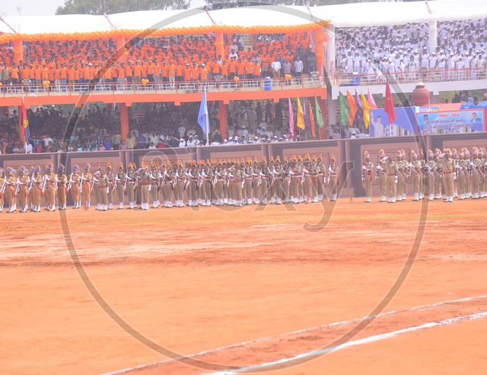 Republic Day Celebrations - Parade by police battalion in the stadium ground