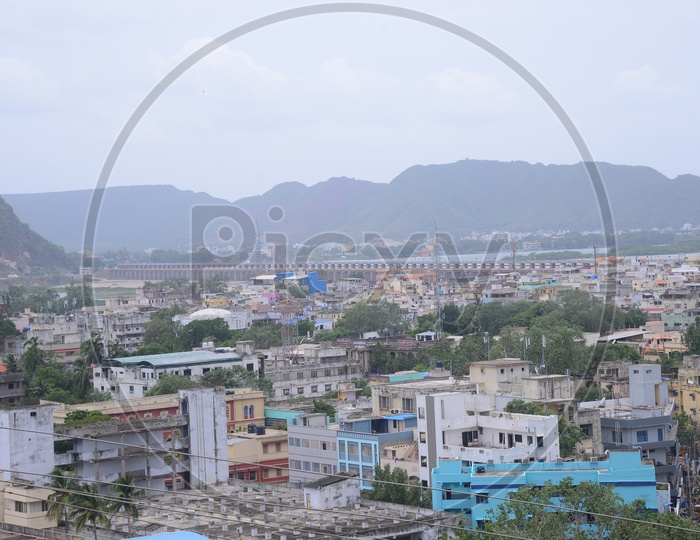 Aerial view of Vijayawada City