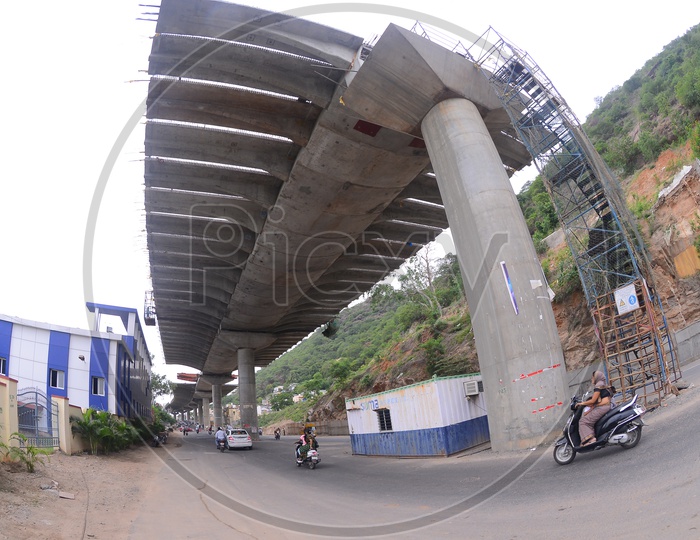 Under flyover construction view