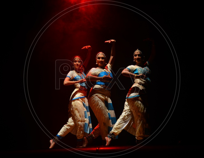 Bharathanatyam , a Classical Dance Art Form Performance By artists On Stage