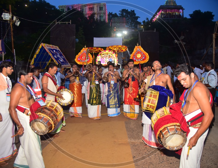Hindu God Procession with Traditional Drums