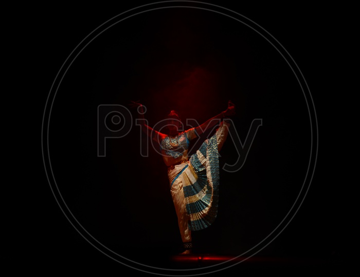 Bharatanatyam , A Classical Dance Art Form Performing on Stage By an Artist