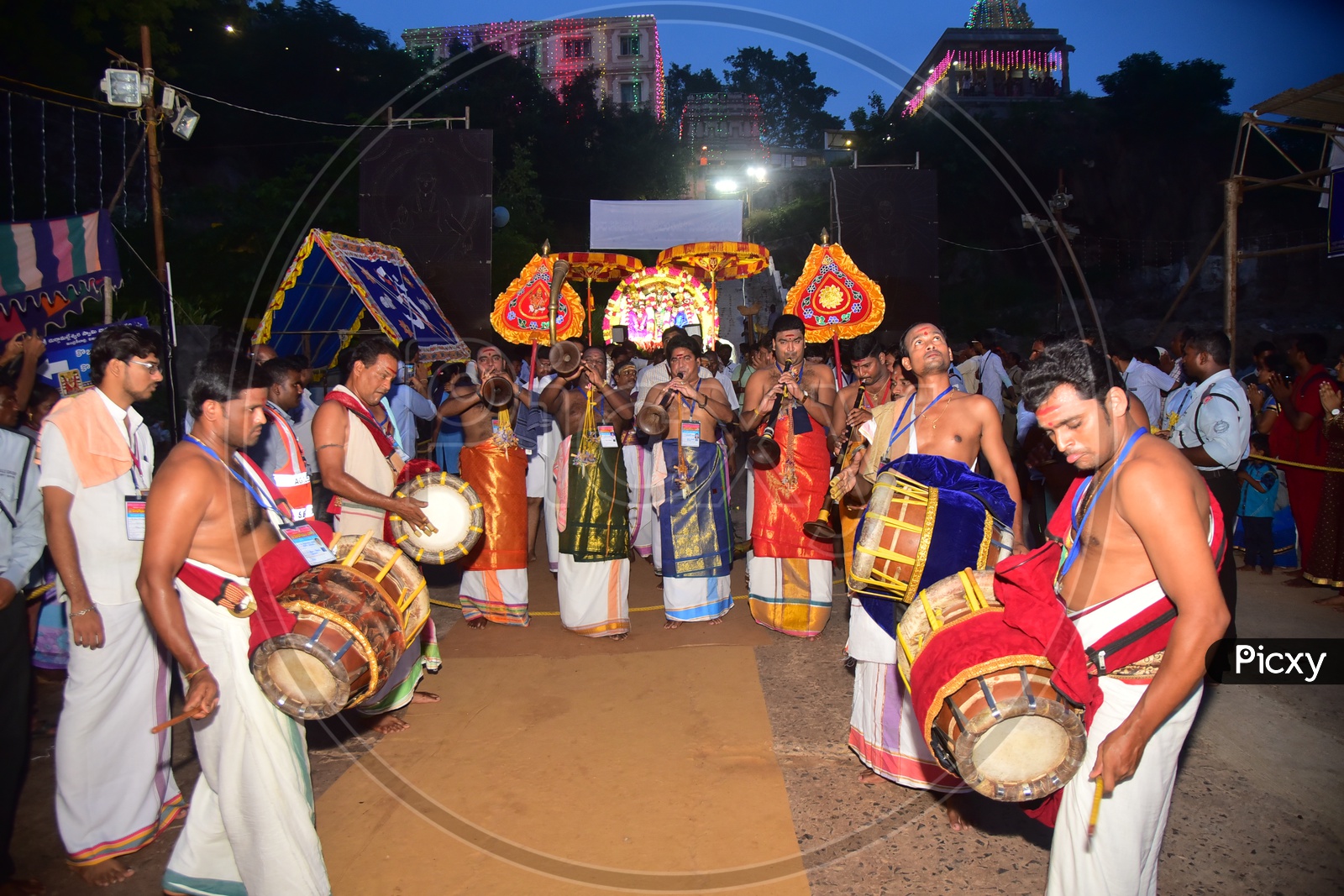 Hindu God Procession with Traditional Drums