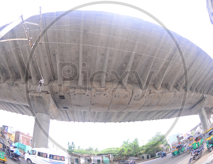 Under flyover construction view