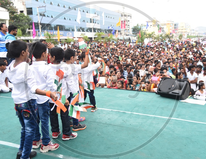 School Children Holding Indian National Flags
