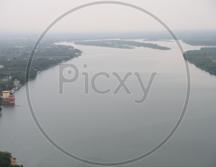 Aerial View of River Krishna in Vijayawada