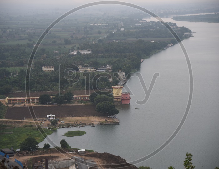 Aerial View of River Krishna in Vijayawada