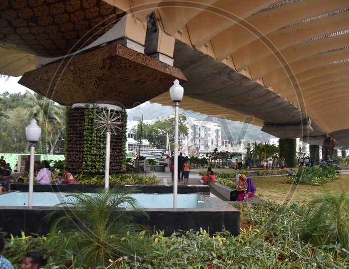 Water Fountain Under Flyover