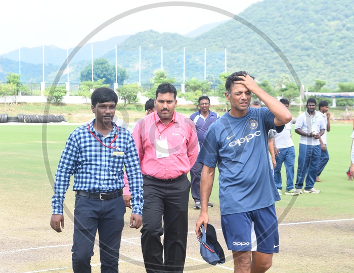 Cricketer Rahul Dravid during the practice in the play ground