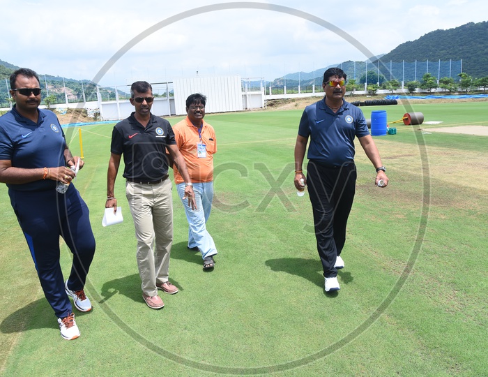 Cricket pitch checking by the authorities
