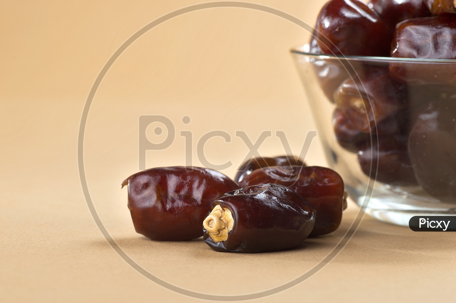 Dates in glass bowl
