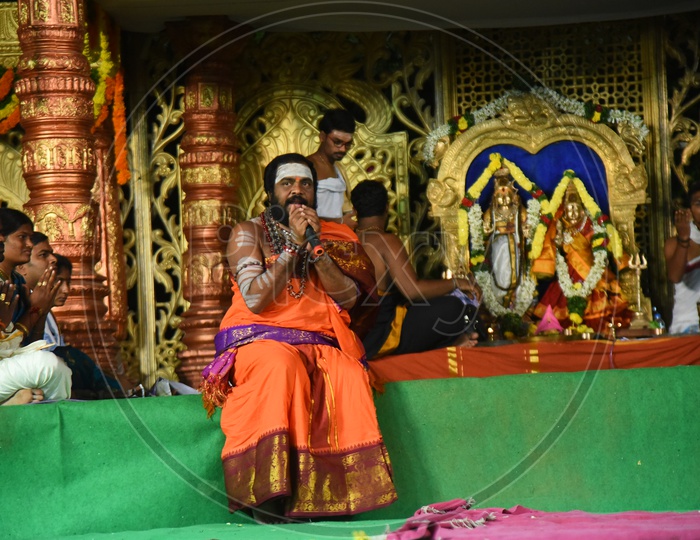 Hindu Priests performing Pooja on Stage