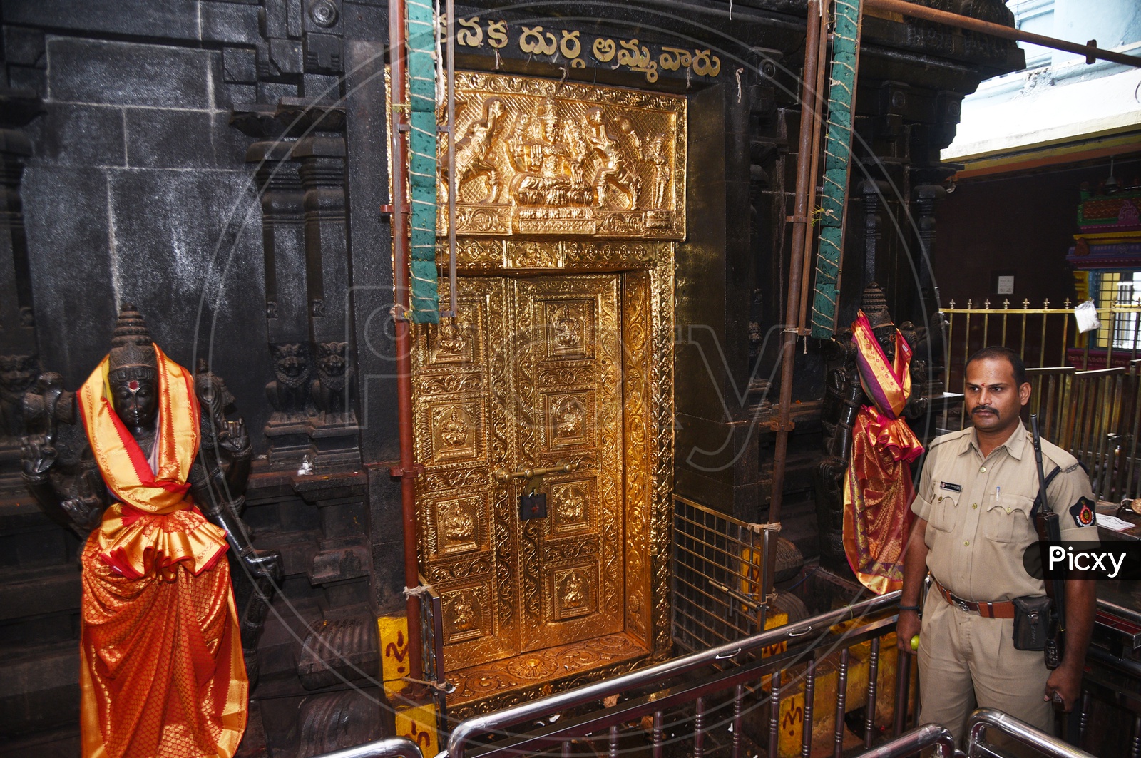Gold plated door of Kanaka Durga Temple