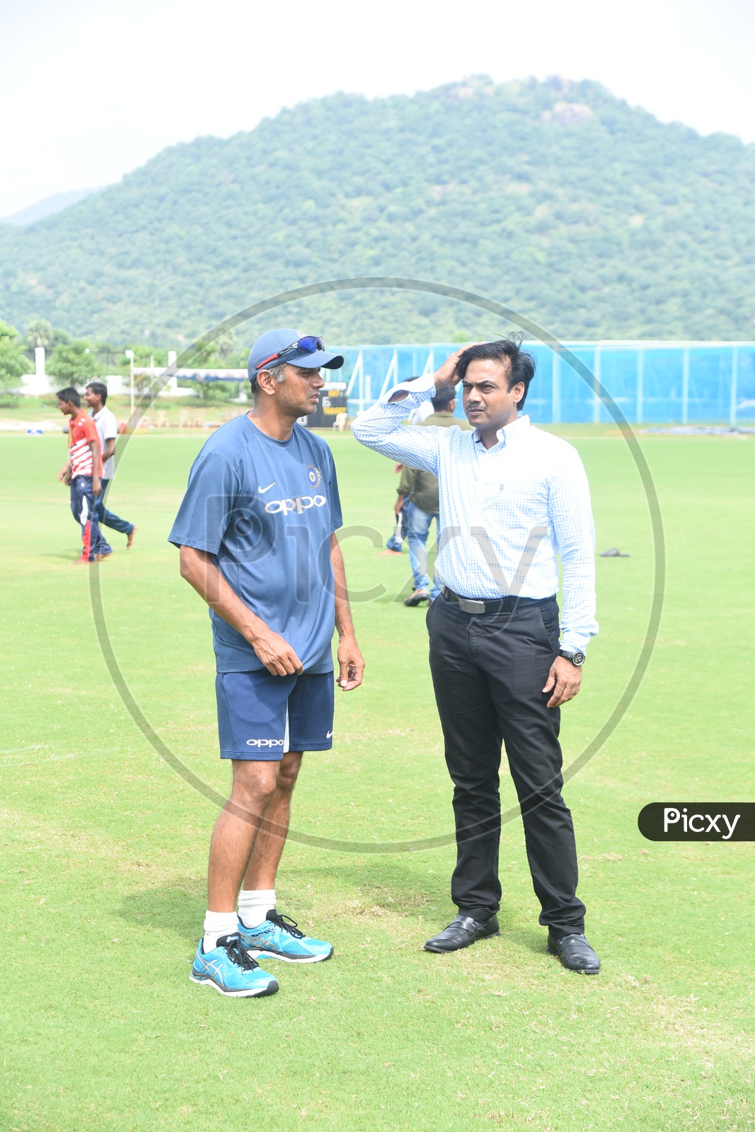 Cricketer Rahul Dravid during the practice in the play ground