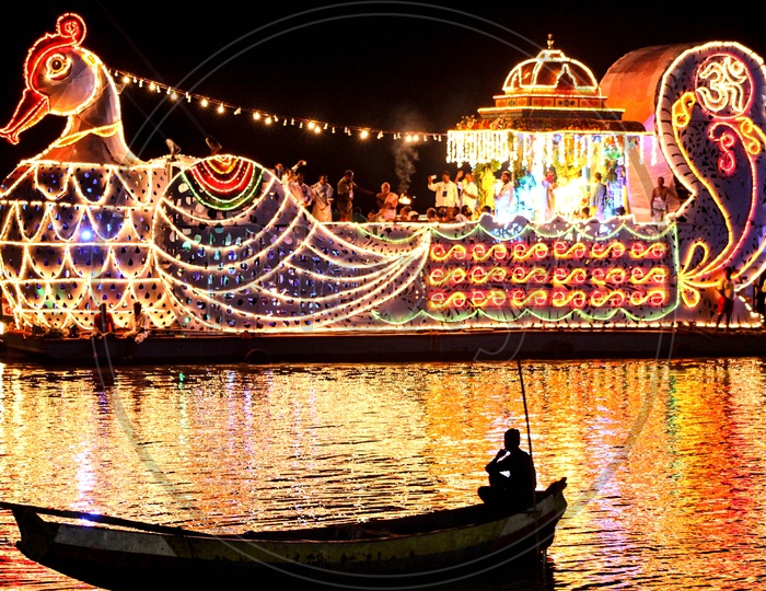 Durga Malleswara Swami Teppotsavam in Krishna river