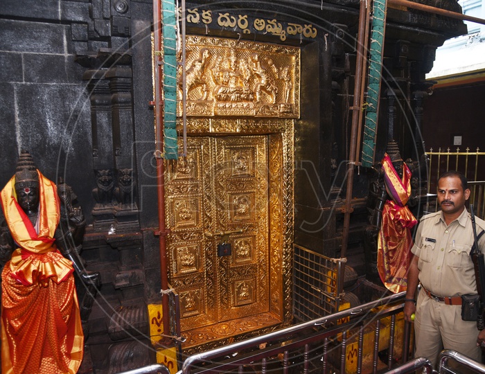 Gold plated door of Kanaka Durga Temple