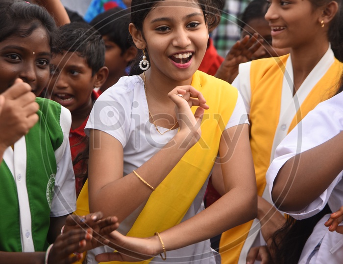 Girls performing a dance as part of Balotsav at Vijayawada