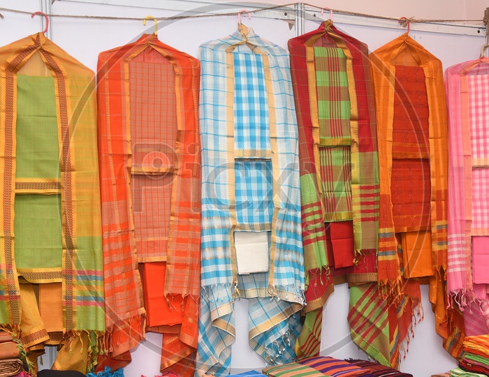 Display of handloom fabric materials