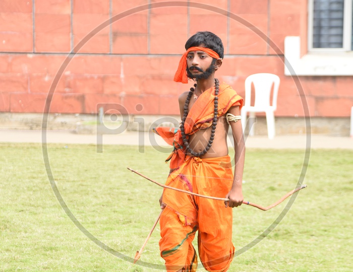 Boy dressed up as Alluri Sitarama Raju