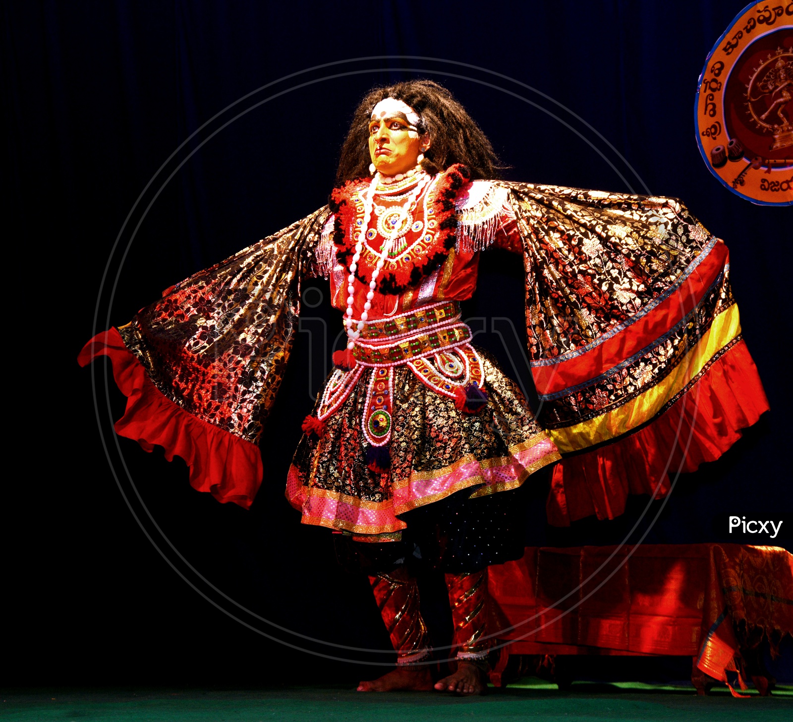 Traditional Kathakali Dancer Performing On Stage