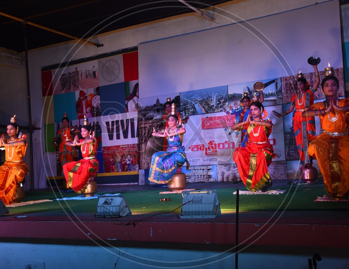 Bharathanatyam Dancer Performing On Stage