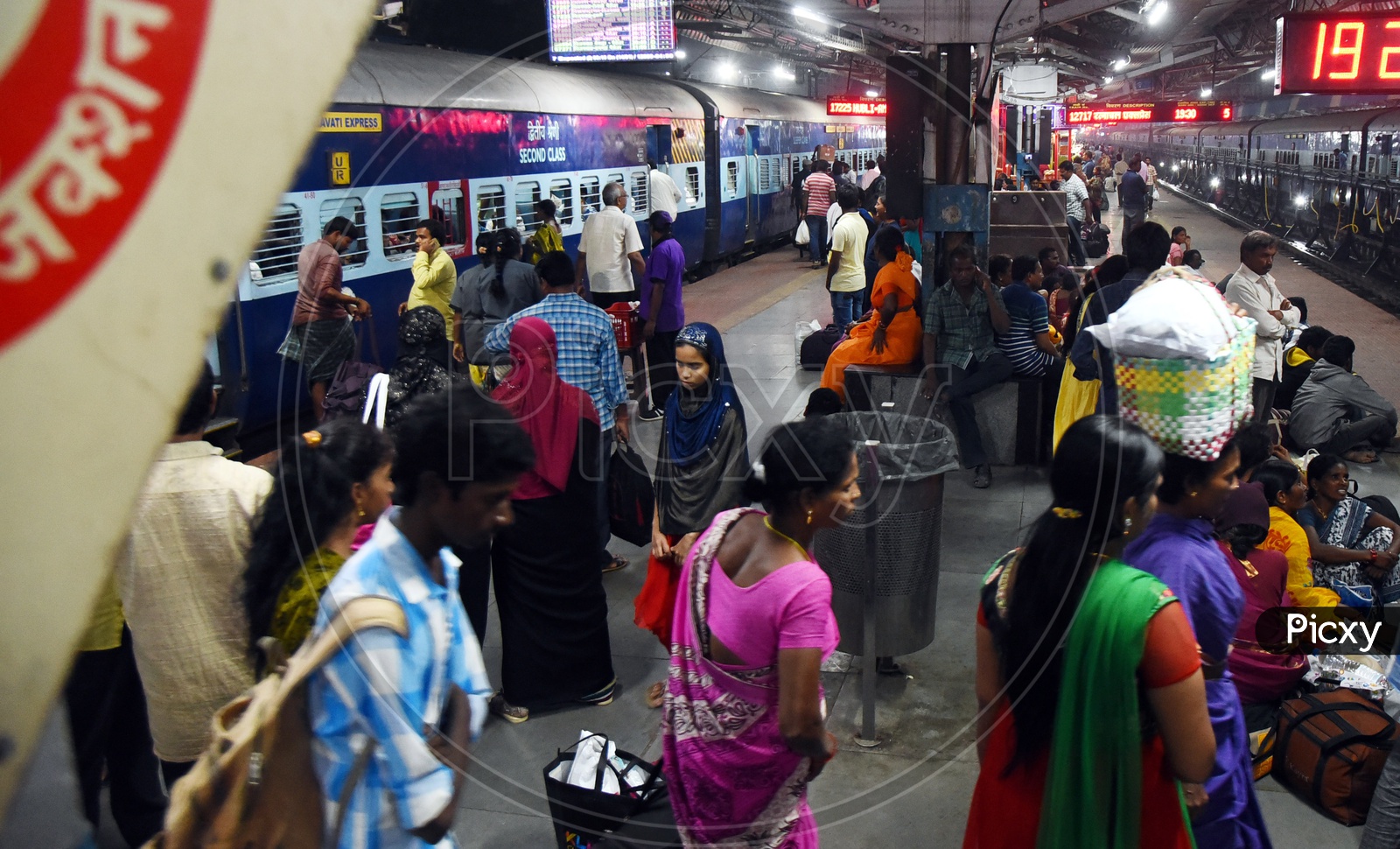 Passengers along the platform in Railway Station