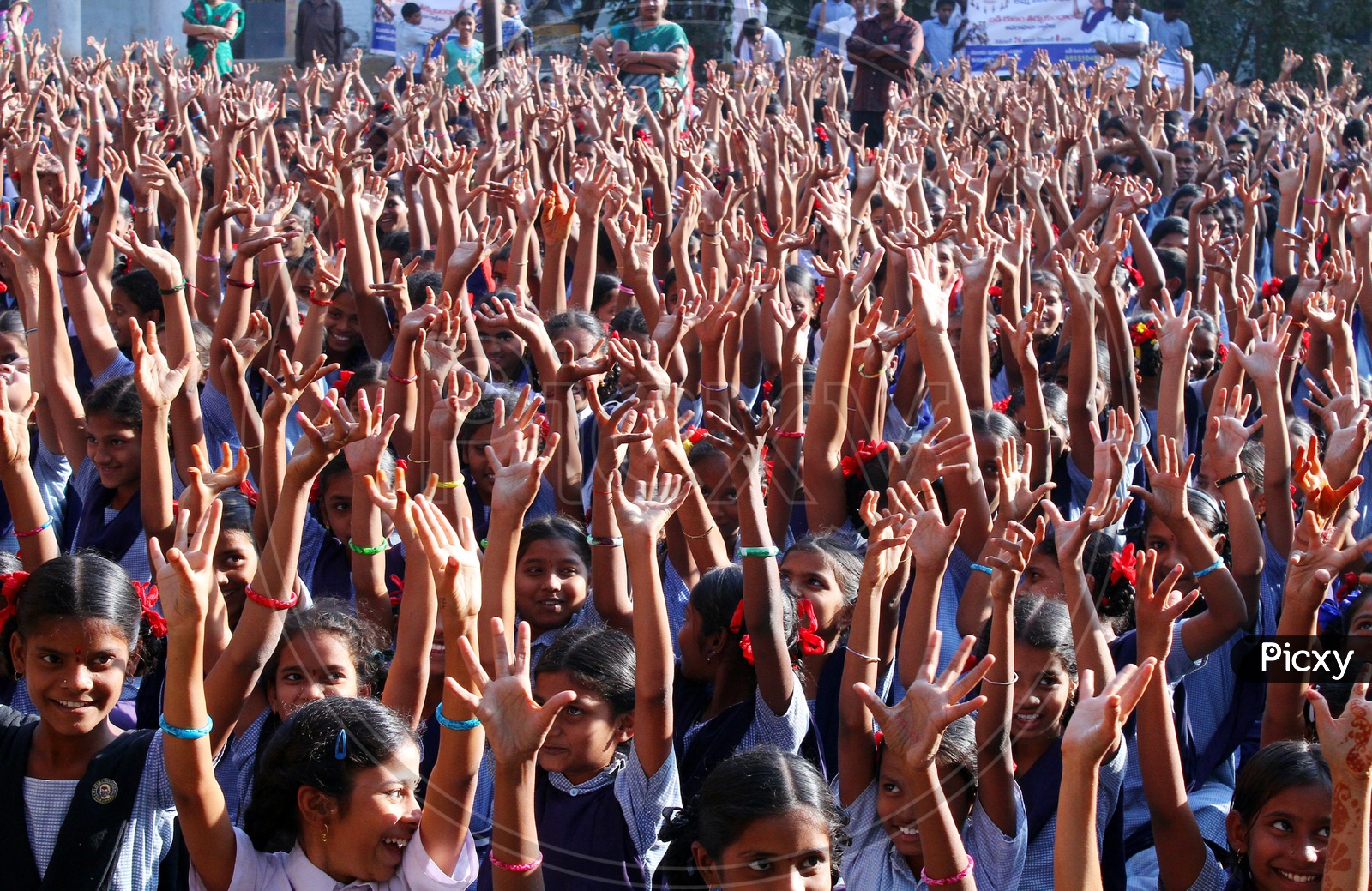 Government school students doing exercise
