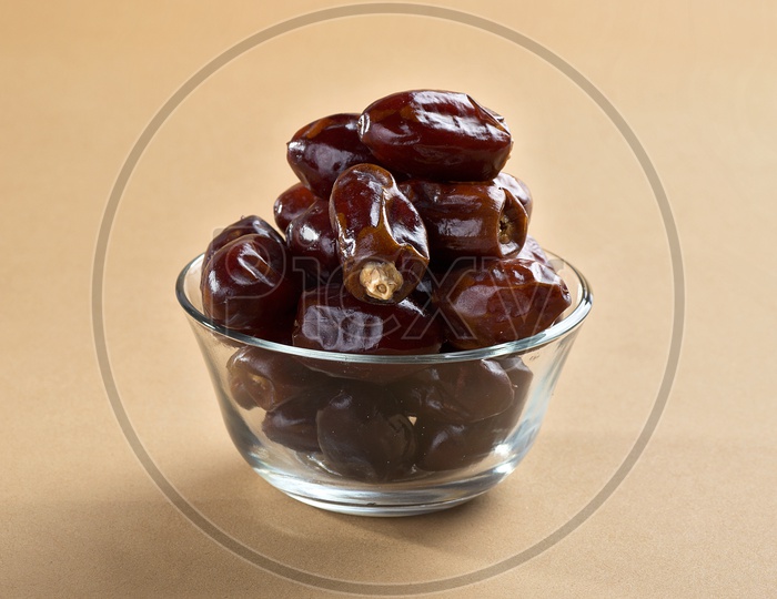 Dates in a glass bowl