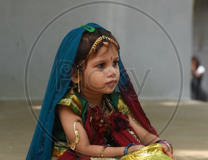 A Cute Girl In Radha Attire