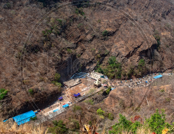 View of Yeguva Ahobilam from Prahalada badi, Ahobilam, Kurnool District, Andhra Pradesh.