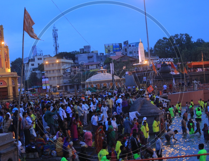 Devotees at Panchavati ghat in Nasik