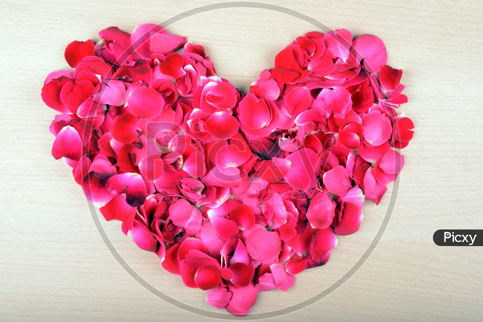 Red Rose petals  in heart shape