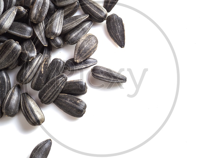Sunflower seeds on a isolated white background