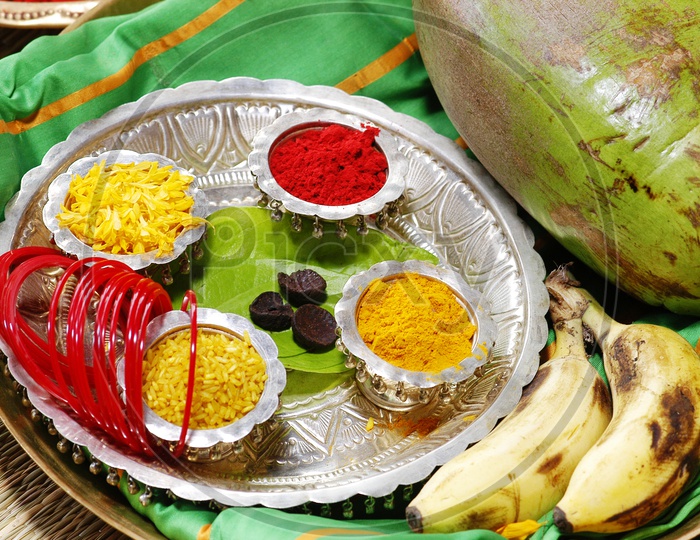 Indian Pooja items in silverware
