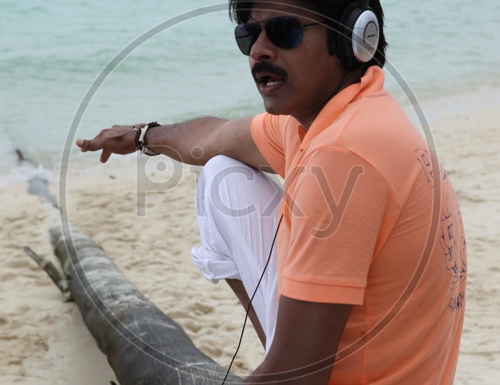 Tollywood actor Pawan Kalyan on the beach