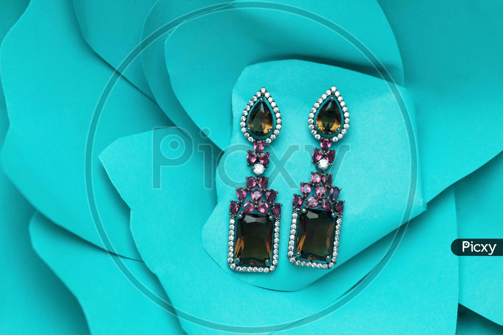 Brown crystal earrings
