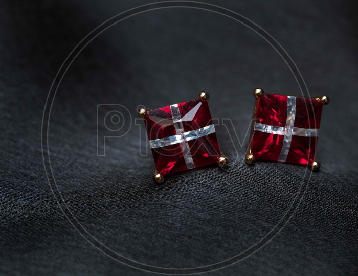 Red stone earrings